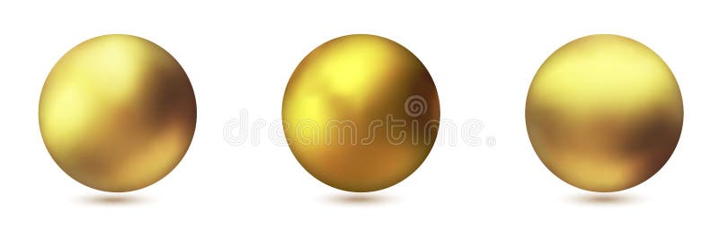 设置现实金金属球形，导航金黄球 向量例证